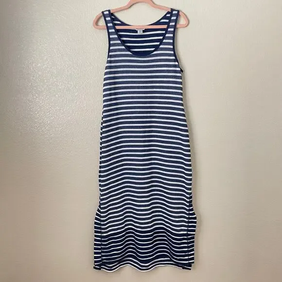 Tommy Bahama Dress Womens Medium Blue White Midi French Terry Striped Tank Beach - Picture 3 of 11